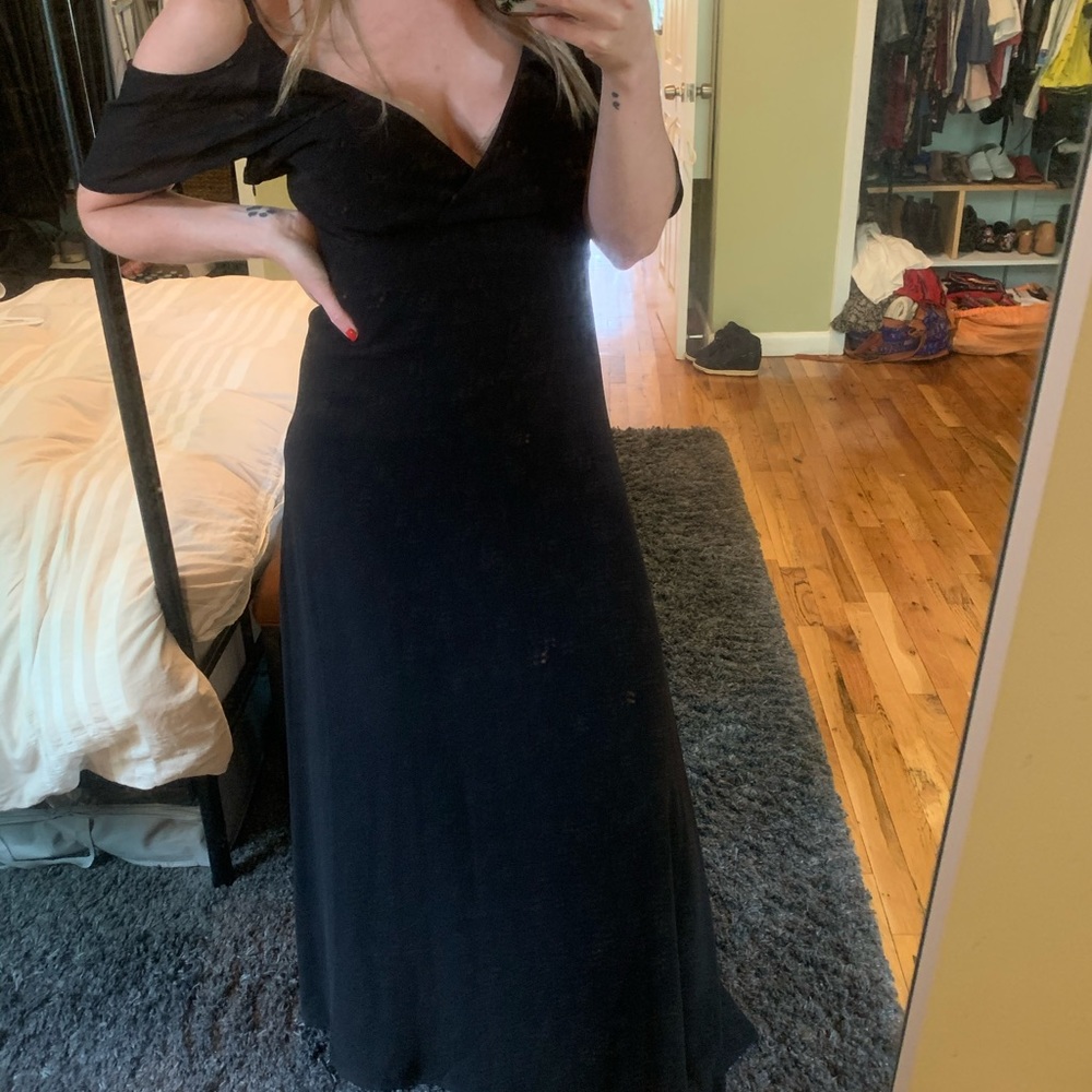 Drop shoulder formal dress